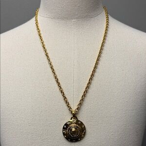 Gianni Versace Medusa Pendant Necklace 28” Gold Tone Italy